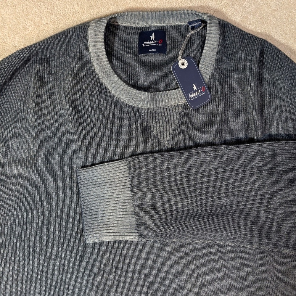 Johnnie-O Burgess Merino Wool Sweater Dark & Stormy Grey Mens Large NWT $198